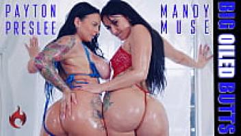 Payton Preslee and Mandy Muse are an interracial trio with big greasy butts.
