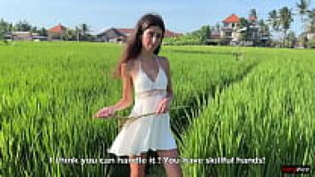 This adorable 18-year-old rice picker girl adores Creampie, the new boss on his farm.