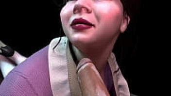 In POV, a gorgeous Asian maid MILF delivers a blowjob | 3D porn