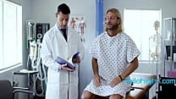 The nurse makes this doctor moan while the wife is at home.