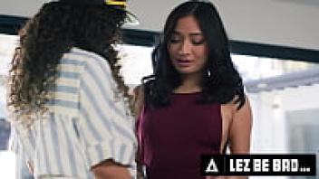 LEZ BE BAD: Sailor Liv Revamped ties up and dominates her submissive neighbor, Avery Black, using ropes.