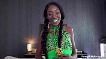 Ebony Babe Eats Cum While Oiled Up