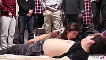 Several Creampie and Cumshots whilst Uncensored JAV Gangbang for Japanese Teens with a lot of elderly men