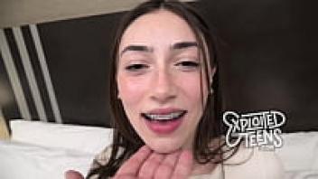 Watch this braced 18-year-old perform a botched blowjob.