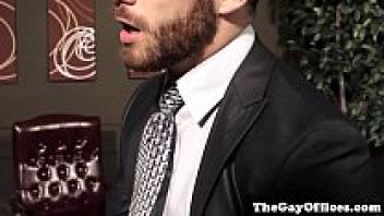 After having sex, gay office-sex muscle hunks cum
