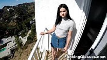 Adorable teenage Violet Rain is a glasses-loving frolic.