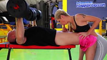In a public gym among other people, hard anal love