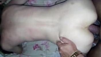 He pumped the small girl's ass and spat on her dick.