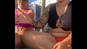 We are having a great time by ourselves on the beach, feeling quite carefree and eager to go into trouble without our husband noticing.