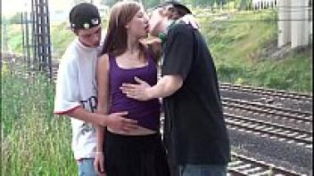 In public sex gang bang orgy, Cum appears on the face of adorable blonde adolescent Alexis Crystal.