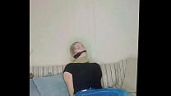 Bondage of Babe Bound and Gagged Pantyhose