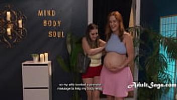 When the pregnant woman's wife and masseuse catch them in the act, she joins in!
