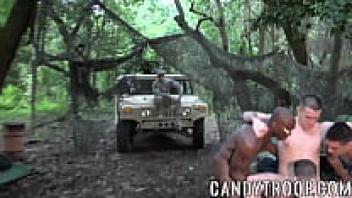 An outdoor anal probing orgy is used by cocksucking warriors.