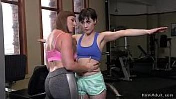 At the gym, a hot lesbian ass was whipped.