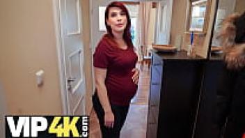 DEBT4k: A bank agent offers a pregnant MILF delay in return for a brief sexual encounter.