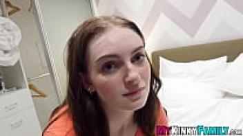 The missionary destroyed the pale stepsister's hairy, wet pussy.