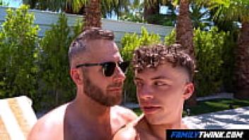 Spicy Stepdad Enjoys the Sun by the Pool with FamilyTwink