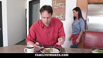 Stepdad's front stepmom and stepson's kitchen love is hot.