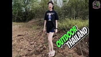 A young Thai woman Thai audio of an amateur outdoor lover's point of view, Creampie in nature