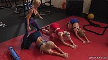 Lesbian sex with fit MILFs in the gym: London River, Kit Mercer
