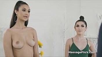 The rivalry between masseuses turns into a crazy, greasy threesome.