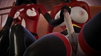 Incredibles: Double Futa: Helen creampied Violet Parr in 3D porn