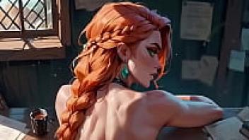 adoring a gorgeous blonde female | AI-generated cartoon porn