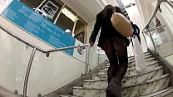 Pantyhose, miniskirt, and upskirt