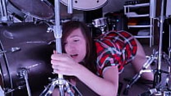 Stepmother becomes trapped in the drum set Stepson assists