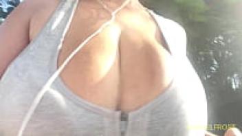 Big bouncy boobs flying everywhere as I walk/run with my hot girl!