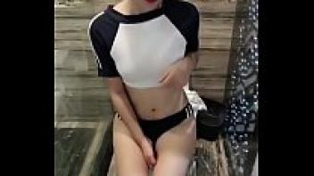 In the restroom, a Chinese model goddess masturbate.