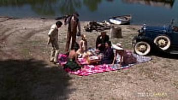 A group of mischievous buddies enjoys spending time together outside.
