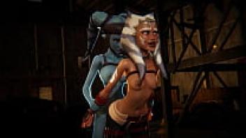 Futa Aayla Secura creampies Ahsoka Tano in this 3D porn inspired by Star Wars.