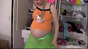 MyPreggo.com's Pigtail Pregnant Anny Wardrobe Fun